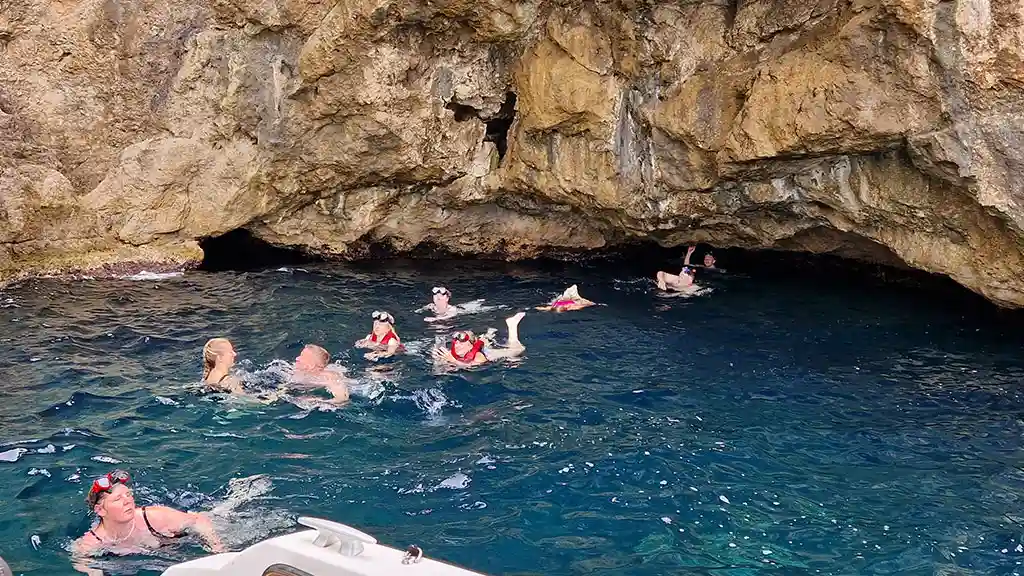 sunset Blue Cave Dubrovnik tour boat with snorkelling