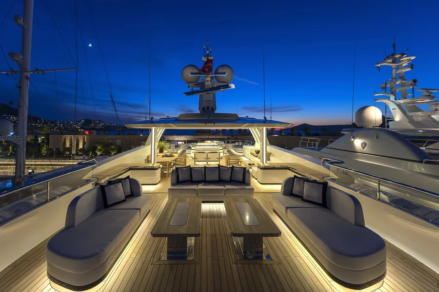 Yacht charter Dubrovnik — deck at night